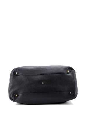 Burberry Pre-Owned Banner Tote Leather and House Check Canvas Medium satchel - Black