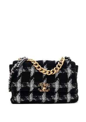 CHANEL Pre-Owned 19 Flap Bag Quilted Houndstooth Tweed and Ribbon Large crossbody bag - Black