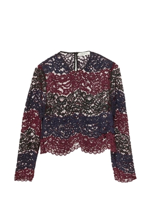 SANDRO floral lace scalloped top - Red