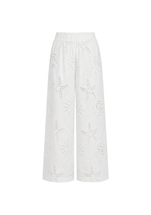 Miss June cut-out starfish-print palazzo pants - White