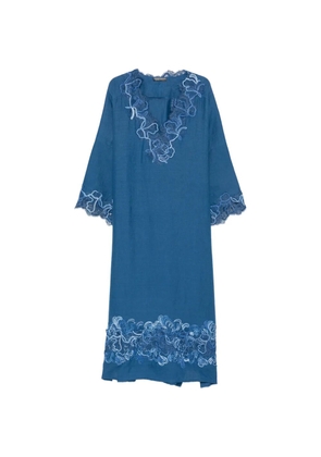 Ermanno Scervino lace-trim embroidered kaftan - Blue