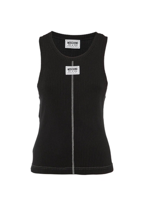 Moschino Pre-Owned logo-applique rib-knit tank top - Black