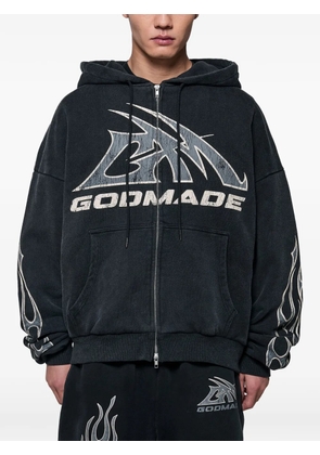 GODMADE logo-print zip-up hoodie - Black