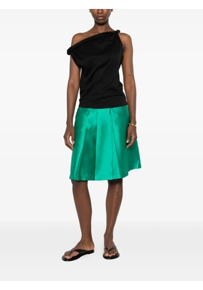 CARLA G. pleated satin-finish skirt - Green
