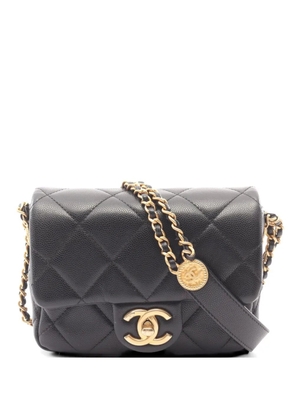 CHANEL Pre-Owned 2021 mini flap Matelassé Caviar shoulder bag - Black