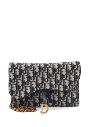 Christian Dior Pre-Owned Saddle Chain Oblique Canvas clutch bag - Blue
