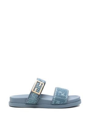 FENDI Feel Slide buckled flat sandals - Blue
