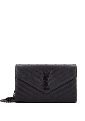 Saint Laurent Pre-Owned Classic Monogram Wallet on Chain Matelasse Chevron Leather Medium crossbody bag - Black