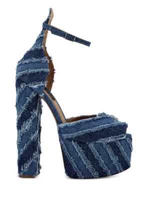 Philipp Plein 120mm Mixed Denim platform pumps - Blue