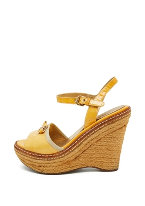 Prada Pre-Owned bow-detail ankle-strap espadrilles - Yellow