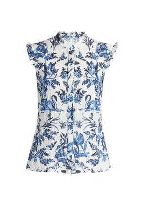 ERDEM crinkled jacquard sleeveless blouse - Blue