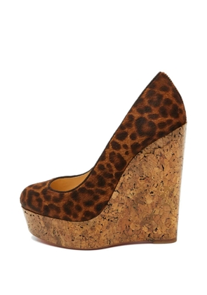 Christian Louboutin Pre-Owned leopard-print cork-wedge pumps - Brown