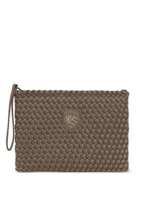 Blauer woven logo-patch clutch bag - Brown