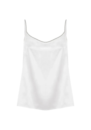 PANICALE beaded-trim silk top - White