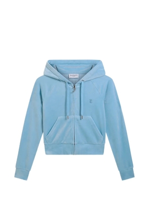 Juicy Couture Diamanté velour zip-up hoodie - Blue