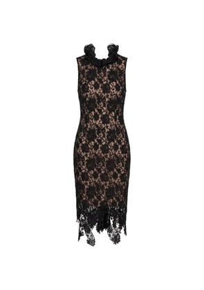 Giuseppe Di Morabito ruffled lace-overlay midi dress - Black
