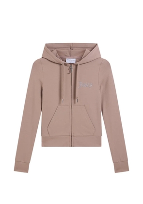 Juicy Couture diamanté-logo zip-through hoodie - Brown