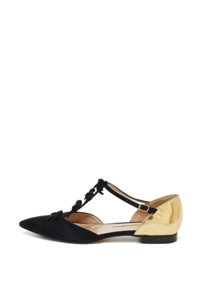 Oscar de la Renta Pre-Owned suede and leather bow pumps - Black