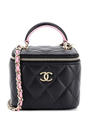 CHANEL Pre-Owned Classic Top Handle Vanity Case with Chain Quilted Lambskin Mini crossbody bag - Black