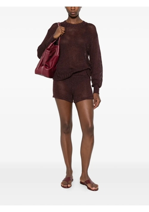 Enza Costa linen open knit shorts - Red