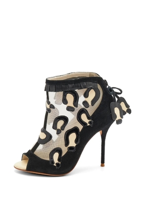 Sophia Webster leopard-print mesh heeled boots - Black