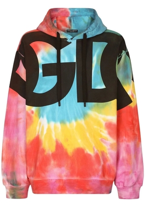 Dolce & Gabbana tie-dye logo-print hoodie - Blue