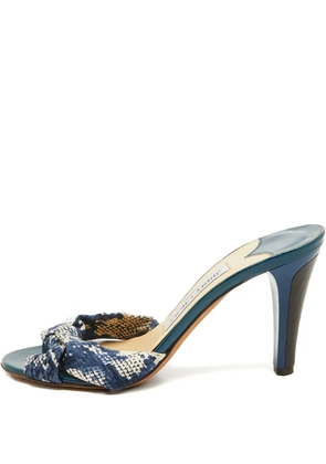 Jimmy Choo Pre-Owned knotted snake-print sandals - Blue