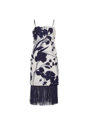 Cara Cara Rita floral-print fringe-trim midi dress - White