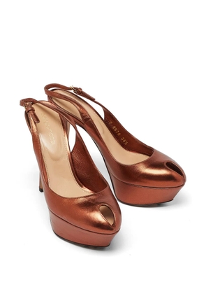 Sergio Rossi Vintage Cachet peep-toe slingback sandals - Brown