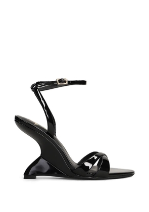 Marc Ellis patent-finish sculptural-wedge sandals - Black