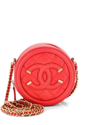 CHANEL Pre-Owned Filigree Round Clutch with Chain Quilted Caviar Mini crossbody bag - Red