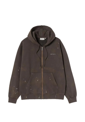 Carhartt WIP paint-splatter zip-up hoodie - Brown