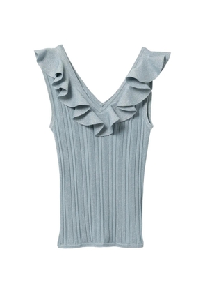 ZIMMERMANN ruffled ribbed-knit top - Blue