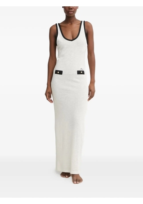 Karl Lagerfeld logo-embroidered contrast-trim maxi dress - White