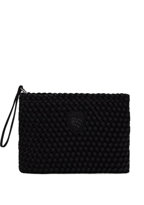 Blauer woven logo-patch clutch bag - Black