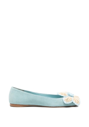 Paloma Barceló flower-appliqué ballet flats - Blue