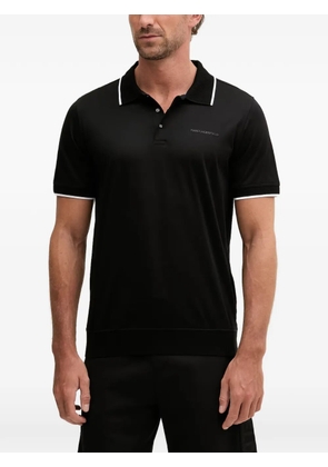 Karl Lagerfeld logo-detail tipped polo shirt - Black