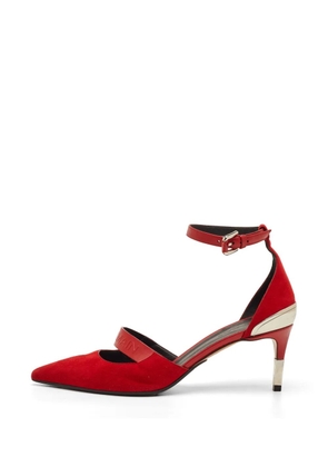 Balmain Pre-Owned logo-embossed ankle-strap pumps - Red