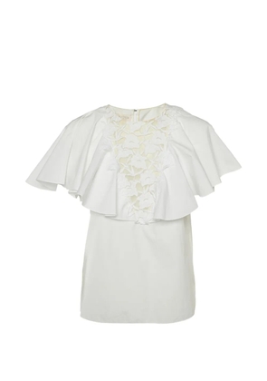 Giambattista Valli Vintage lace-trim ruffled top - White
