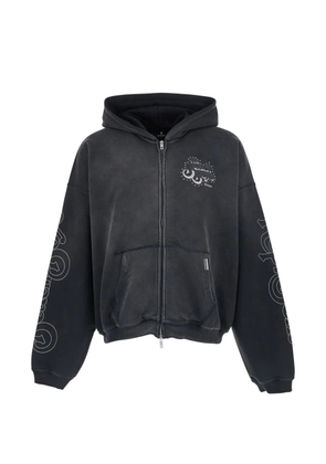 Represent graphic-print zip-up hoodie - Black