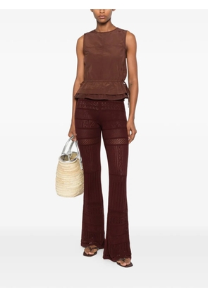Patrizia Pepe pointelle-knit flared trousers - Brown