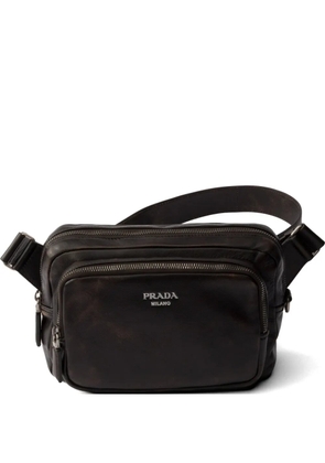 Prada distressed nappa leather shoulder bag - Brown