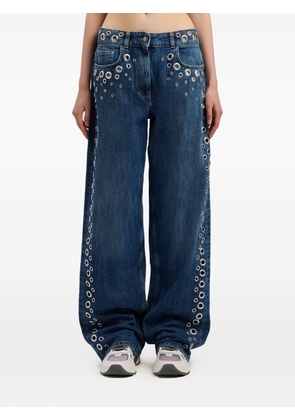 Palm Angels eyelet-embellished denim jeans - Blue