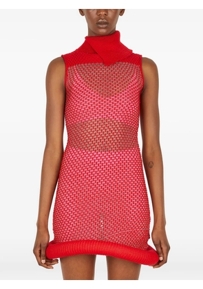 LOUISE LYNGH BJERREGAARD Tennis In September high-neck ribbed mini dress - Red