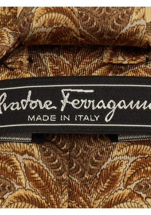 Ferragamo Pre-Owned leaf-print tie - Brown