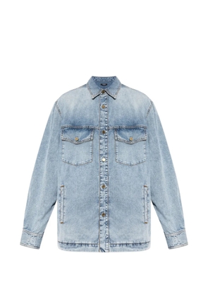 Balmain logo-embossed shirt jacket - Blue
