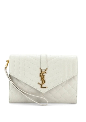 Saint Laurent Pre-Owned Classic Monogram Envelope Wristlet Mixed Matelasse Leather clutch bag - White