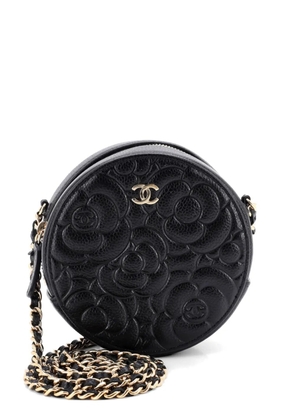 CHANEL Pre-Owned Round Clutch with Chain Camellia Caviar Mini crossbody bag - Black