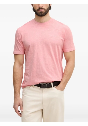 Gant logo-embroidered slub-texture T-shirt - Pink