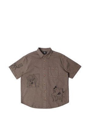 BY PARRA Crooked Face embroidered shirt - Brown